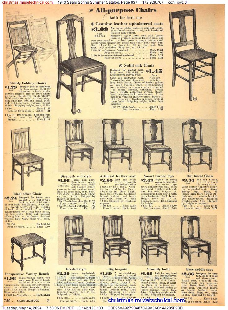 1943 Sears Spring Summer Catalog, Page 937