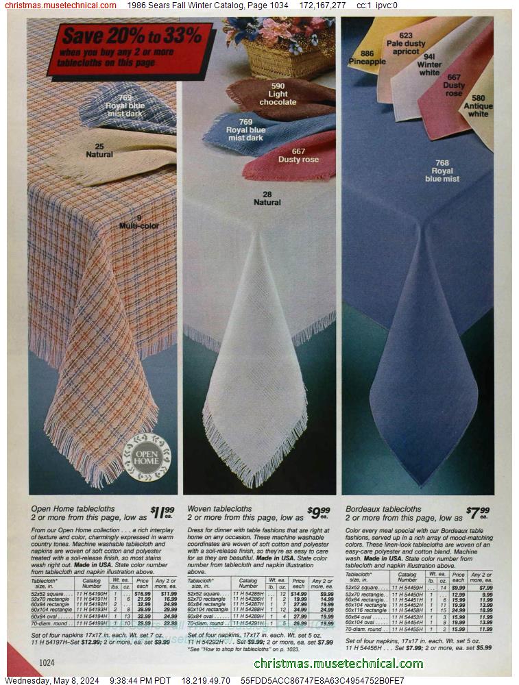 1986 Sears Fall Winter Catalog, Page 1034