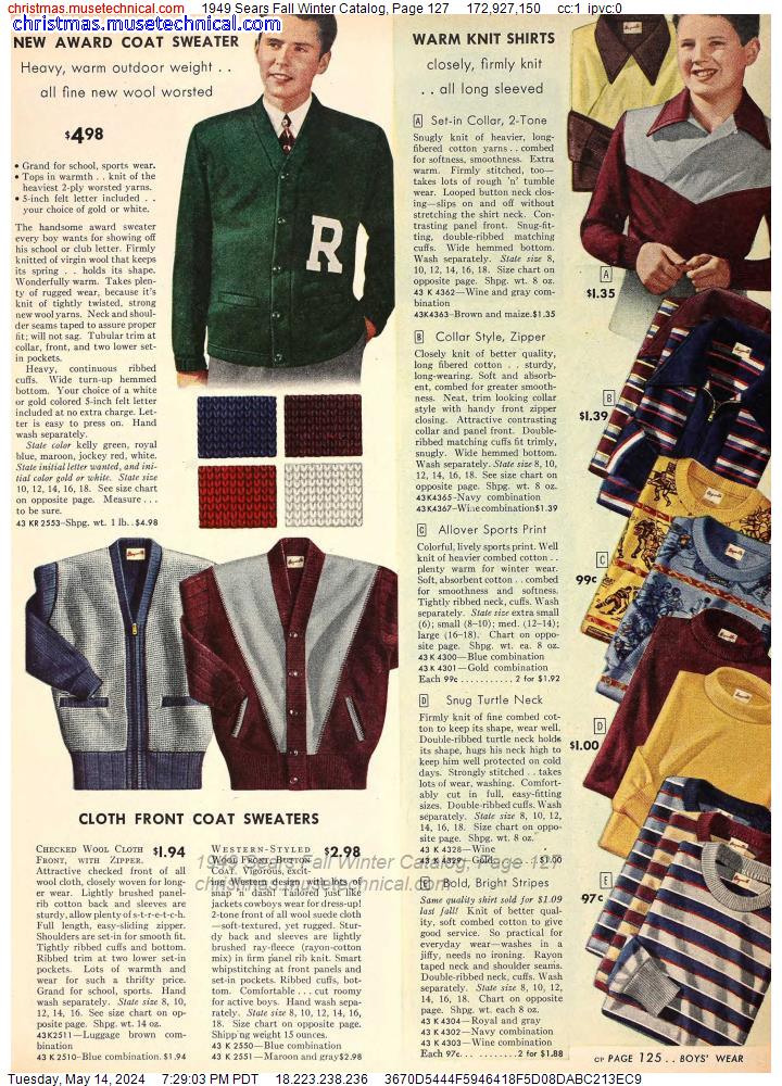 1949 Sears Fall Winter Catalog, Page 127