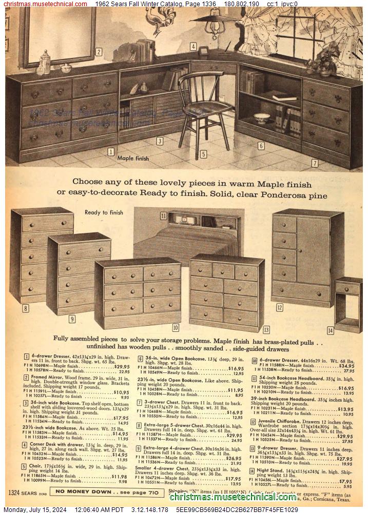 1962 Sears Fall Winter Catalog, Page 1336