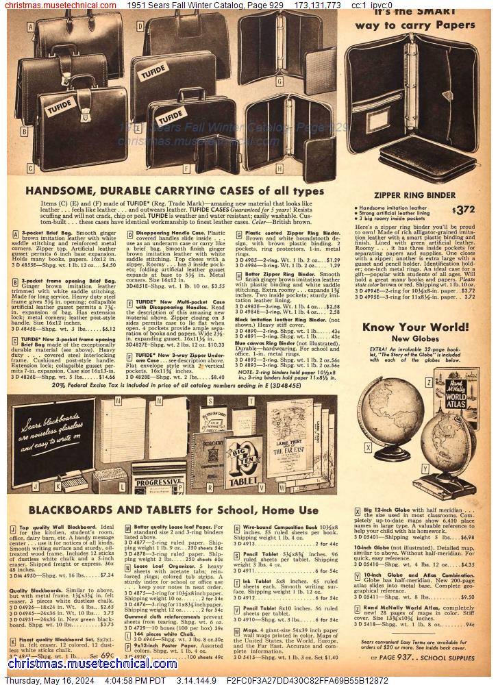 1951 Sears Fall Winter Catalog, Page 929
