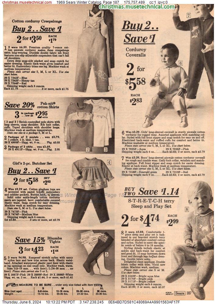 1969 Sears Winter Catalog, Page 187