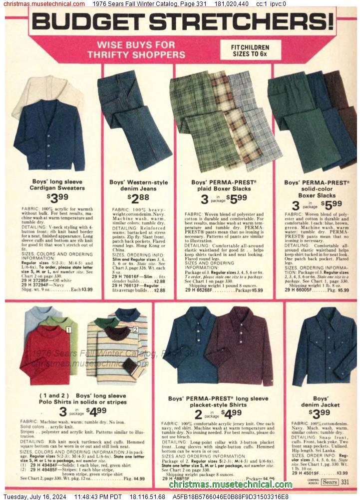 1976 Sears Fall Winter Catalog, Page 331