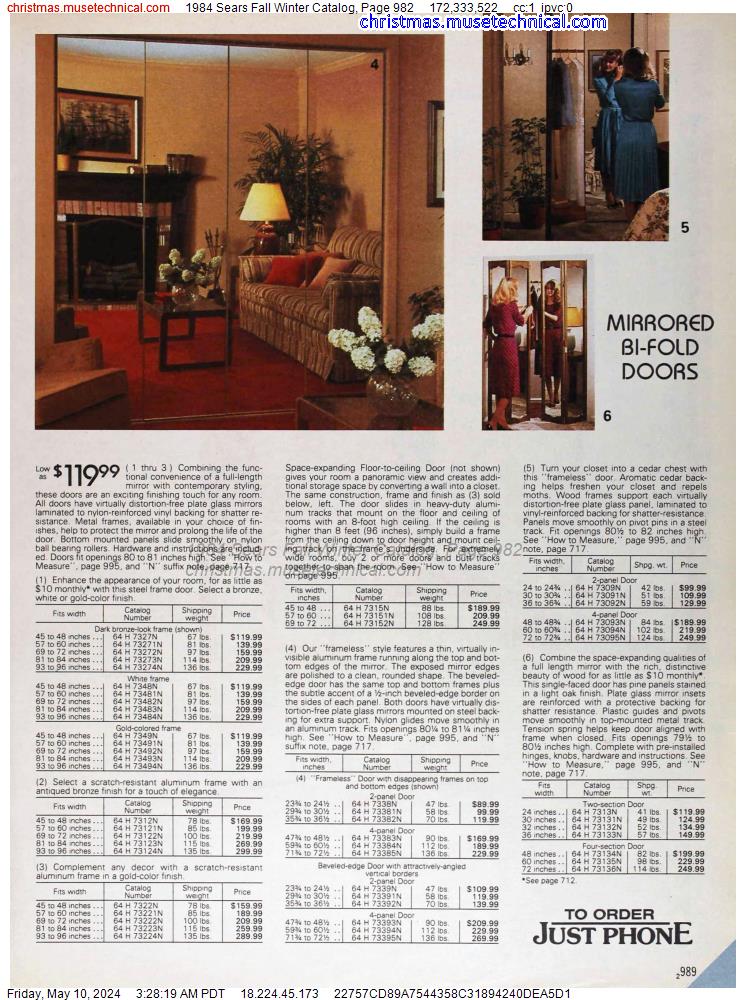 1984 Sears Fall Winter Catalog, Page 982