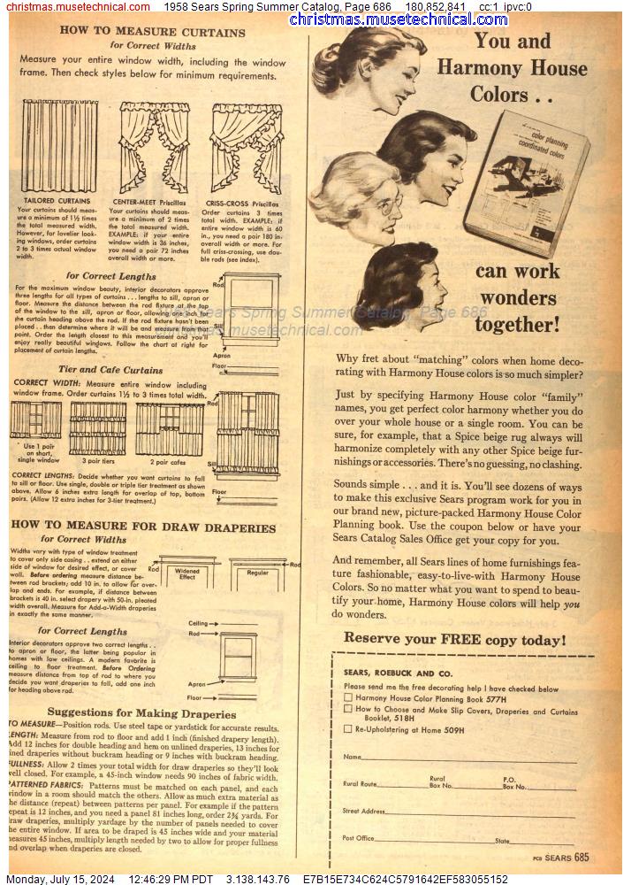 1958 Sears Spring Summer Catalog, Page 686