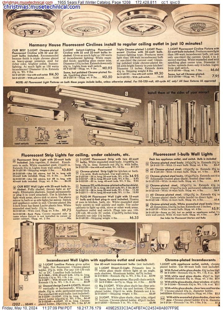 1955 Sears Fall Winter Catalog, Page 1208