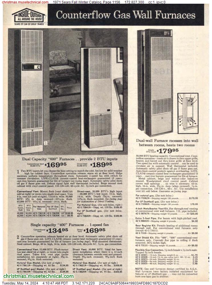 1971 Sears Fall Winter Catalog, Page 1156