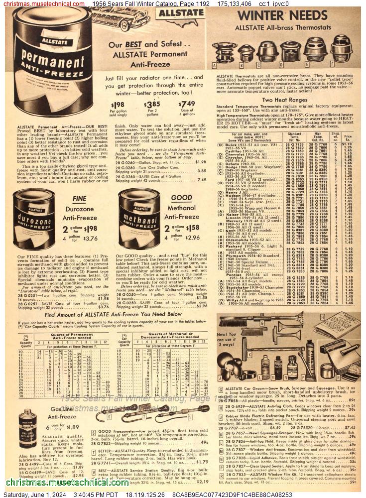 1956 Sears Fall Winter Catalog, Page 1192
