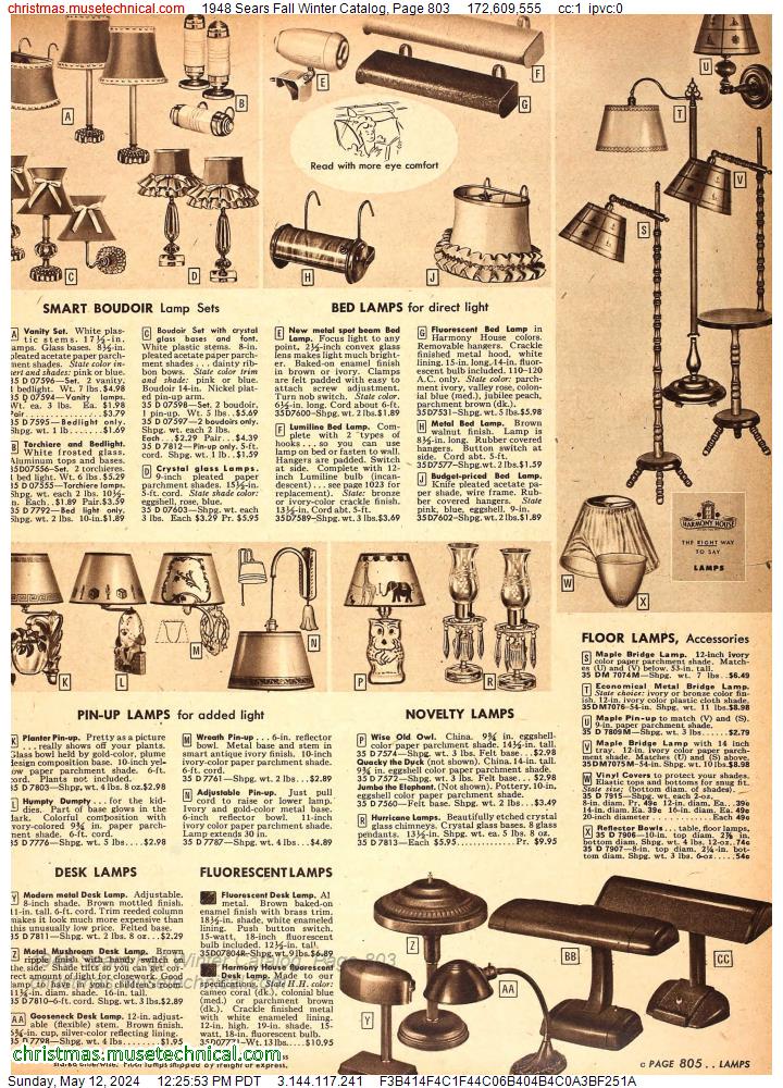 1948 Sears Fall Winter Catalog, Page 803