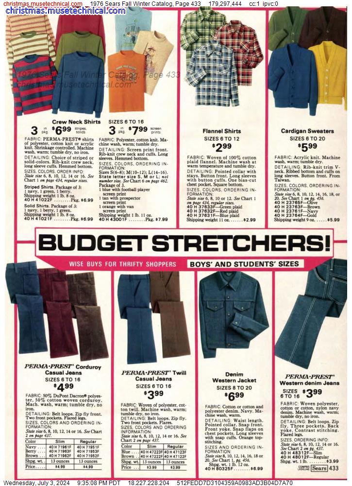 1976 Sears Fall Winter Catalog, Page 433