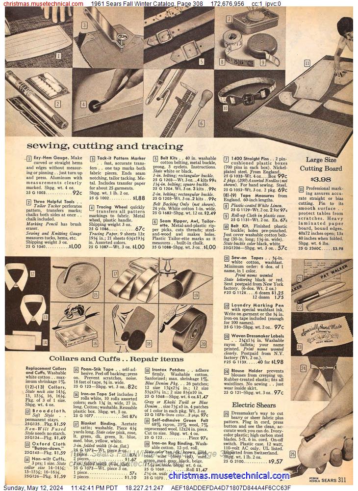 1961 Sears Fall Winter Catalog, Page 308