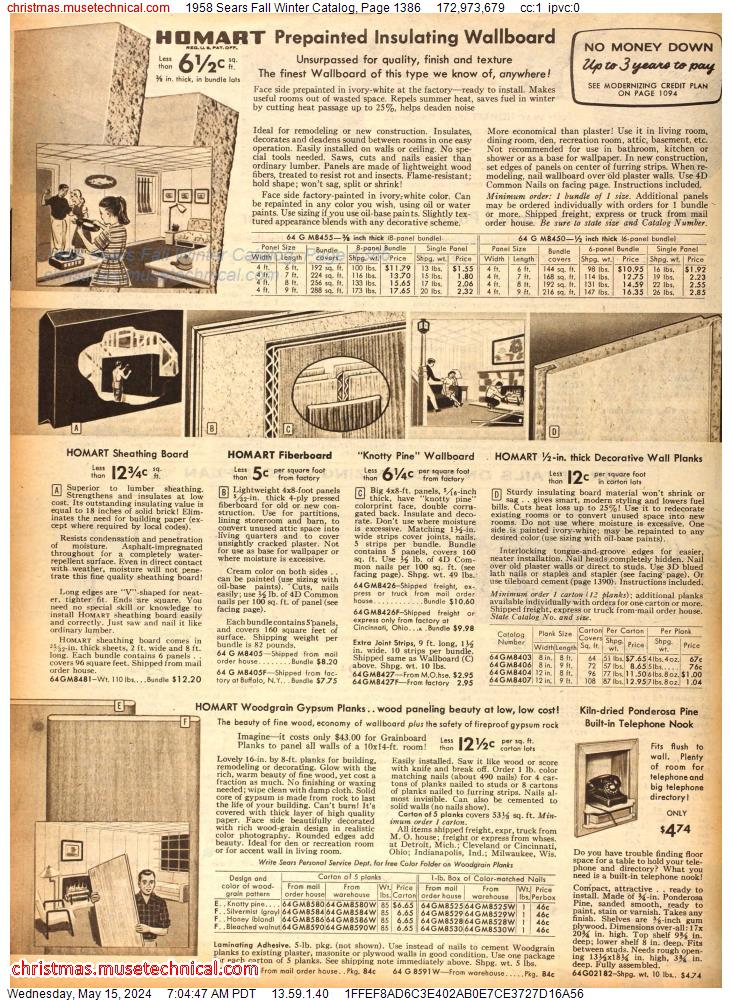 1958 Sears Fall Winter Catalog, Page 1386