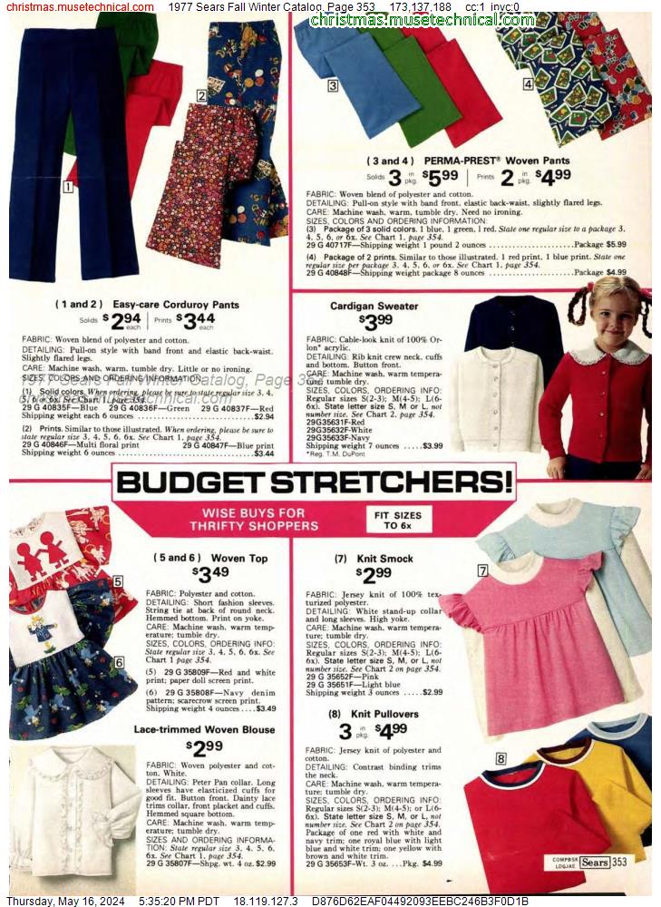 1977 Sears Fall Winter Catalog, Page 353