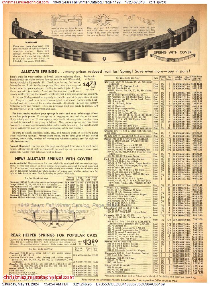 1949 Sears Fall Winter Catalog, Page 1192