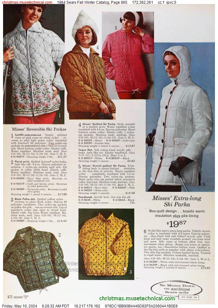 1964 Sears Fall Winter Catalog, Page 865