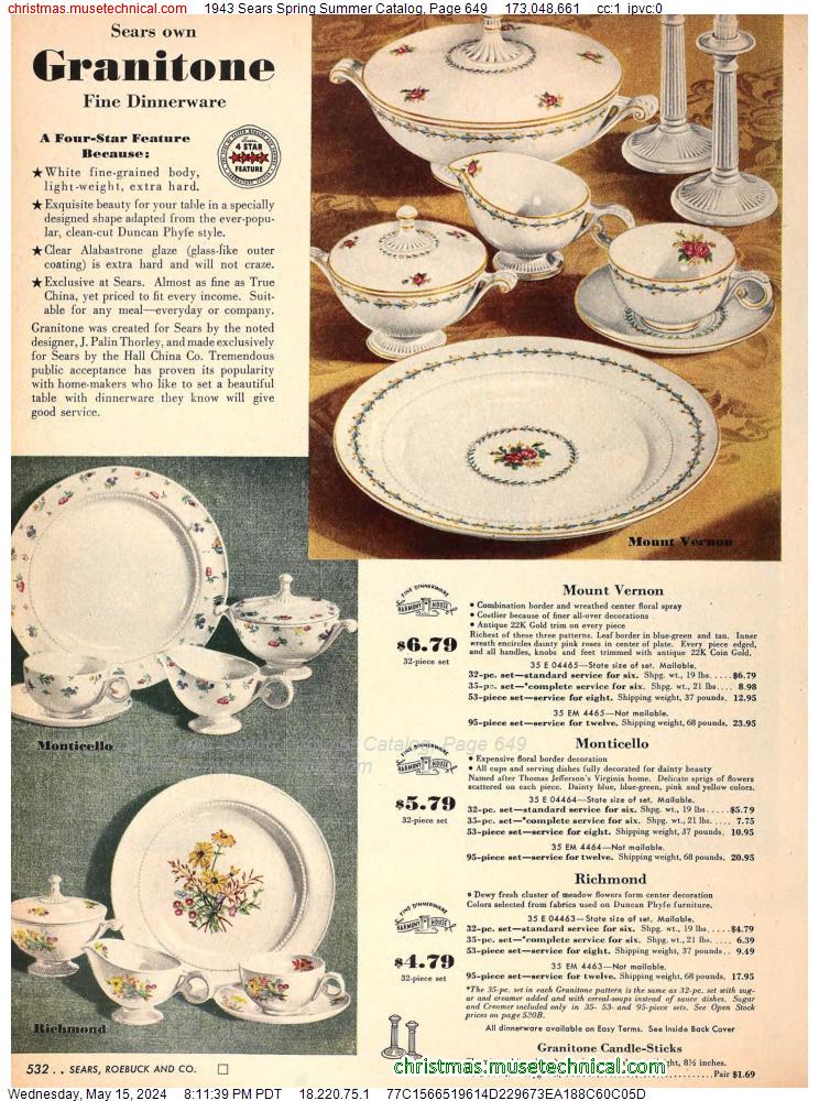 1943 Sears Spring Summer Catalog, Page 649