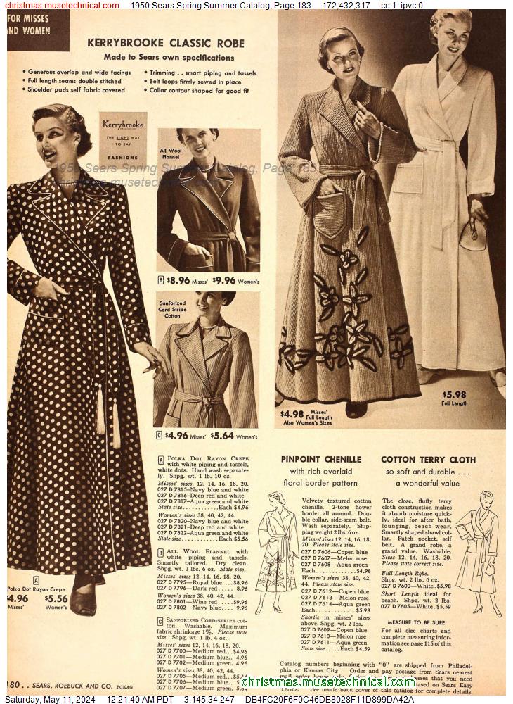 1950 Sears Spring Summer Catalog, Page 183