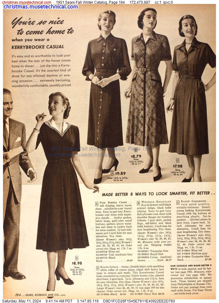 1951 Sears Fall Winter Catalog, Page 194
