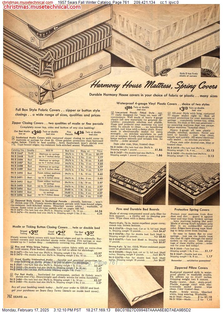 1957 Sears Fall Winter Catalog, Page 761