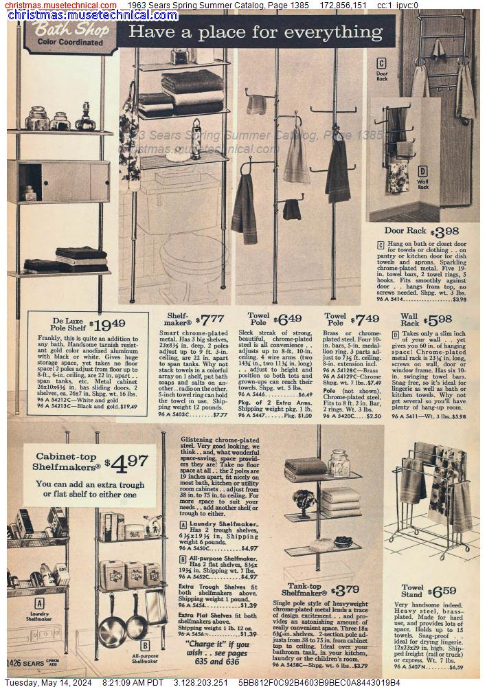 1963 Sears Spring Summer Catalog, Page 1385