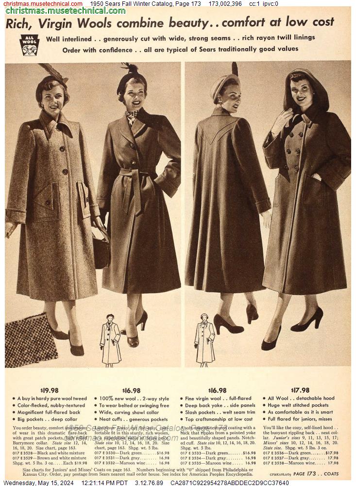 1950 Sears Fall Winter Catalog, Page 173