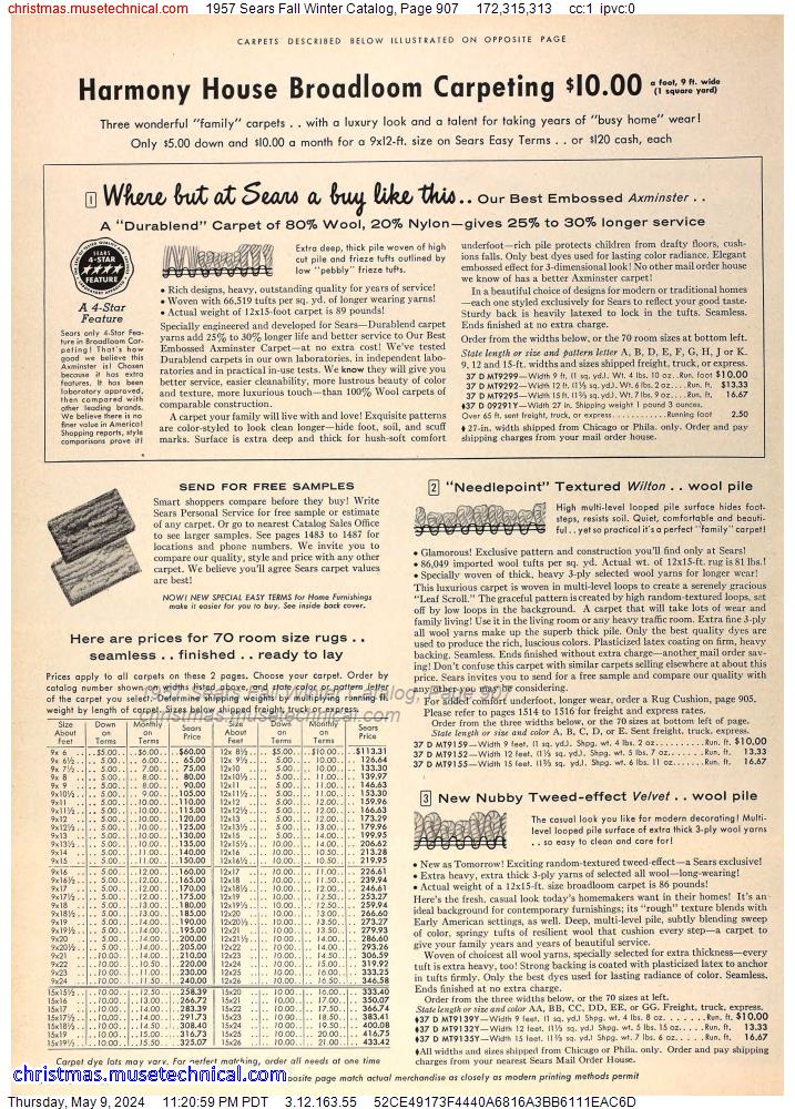 1957 Sears Fall Winter Catalog, Page 907
