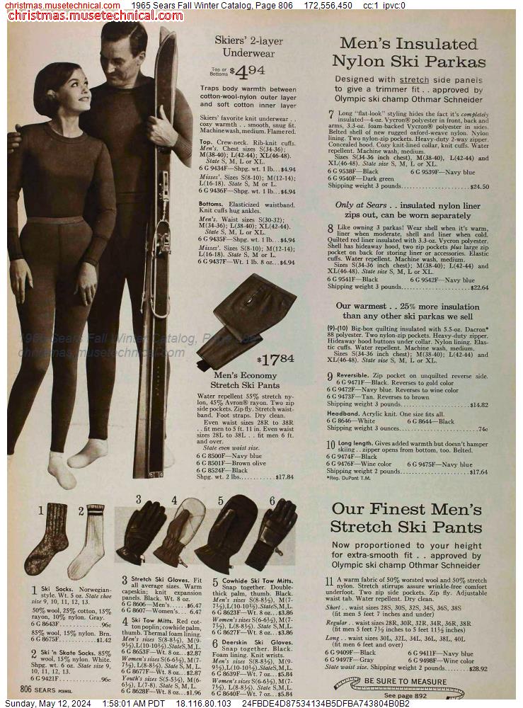 1965 Sears Fall Winter Catalog, Page 806