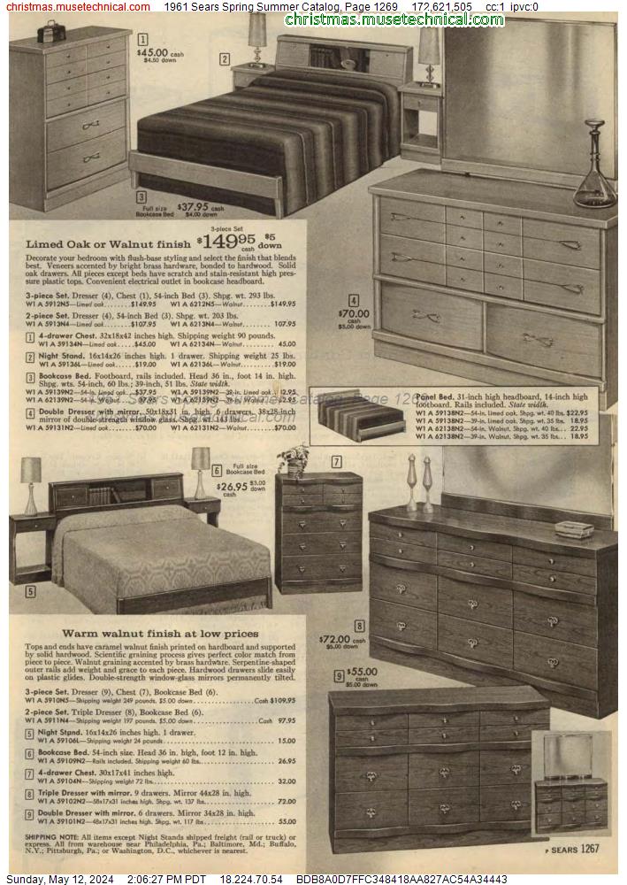 1961 Sears Spring Summer Catalog, Page 1269
