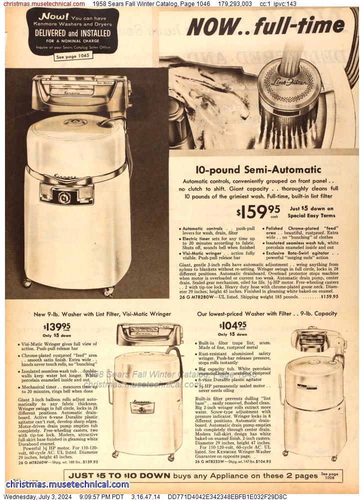 1958 Sears Fall Winter Catalog, Page 1046