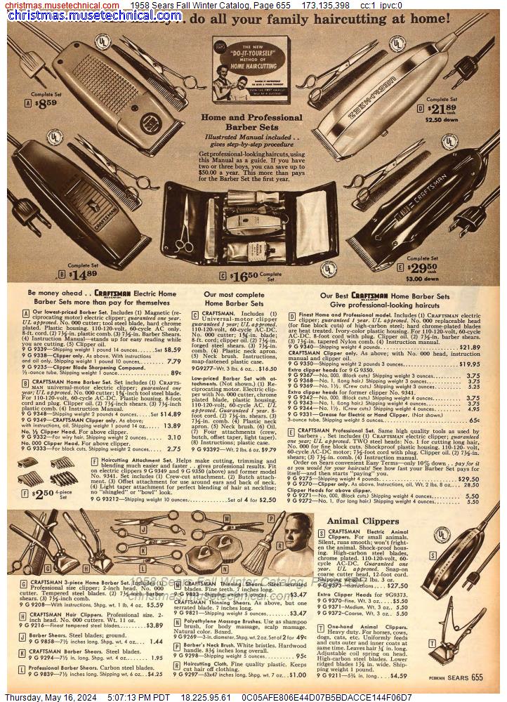 1958 Sears Fall Winter Catalog, Page 655