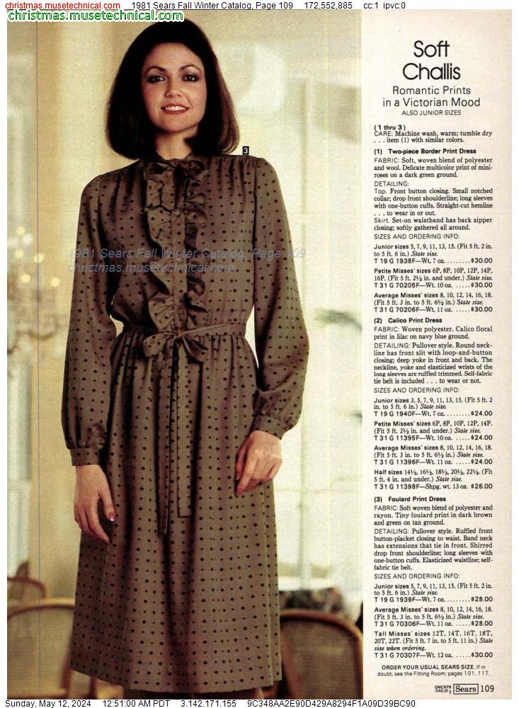 1981 Sears Fall Winter Catalog, Page 109