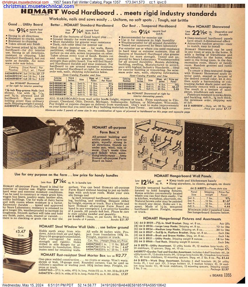1957 Sears Fall Winter Catalog, Page 1357