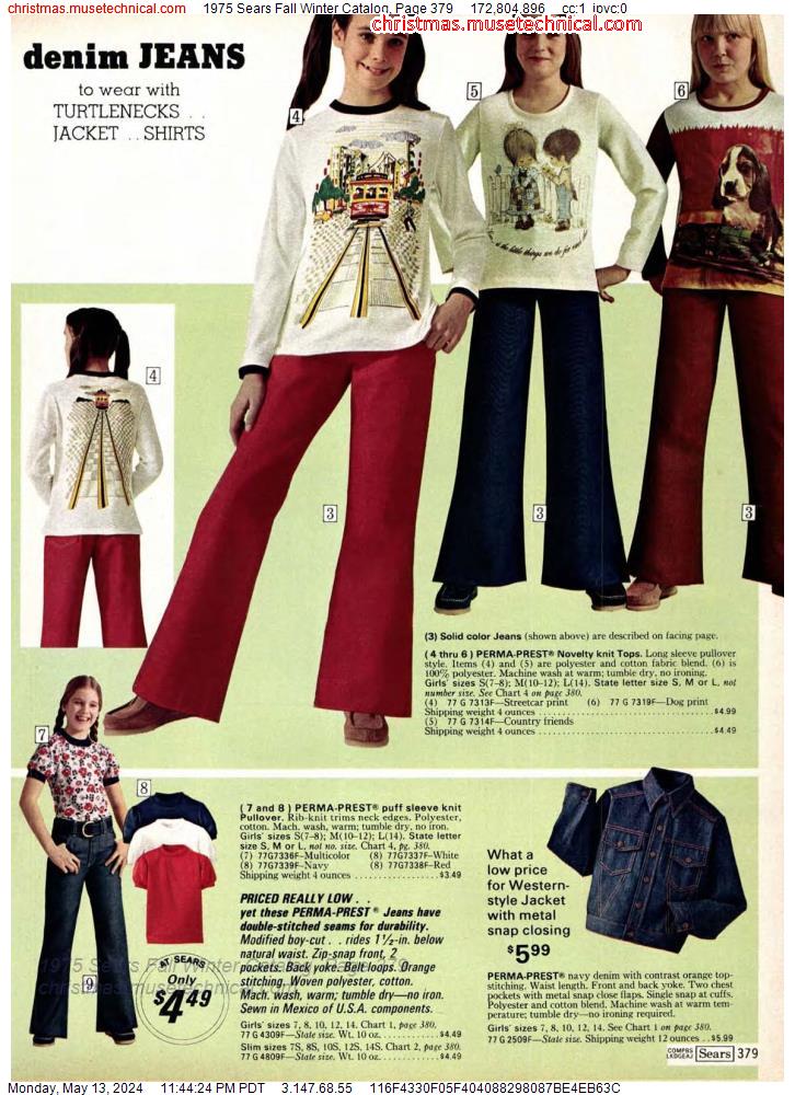 1975 Sears Fall Winter Catalog, Page 379