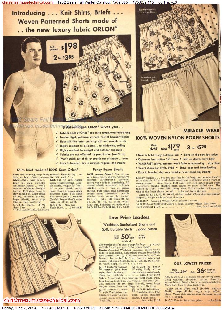 1952 Sears Fall Winter Catalog, Page 585