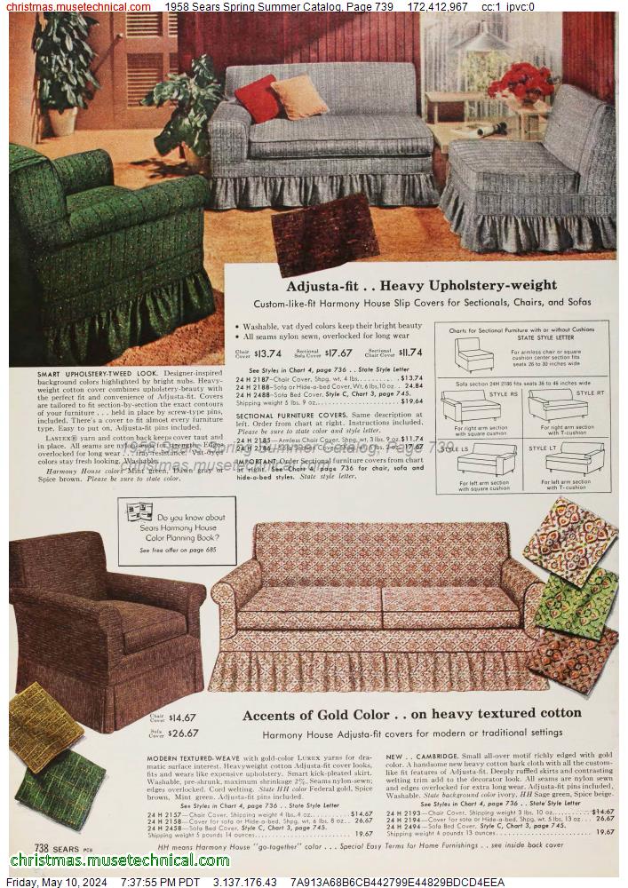 1958 Sears Spring Summer Catalog, Page 739