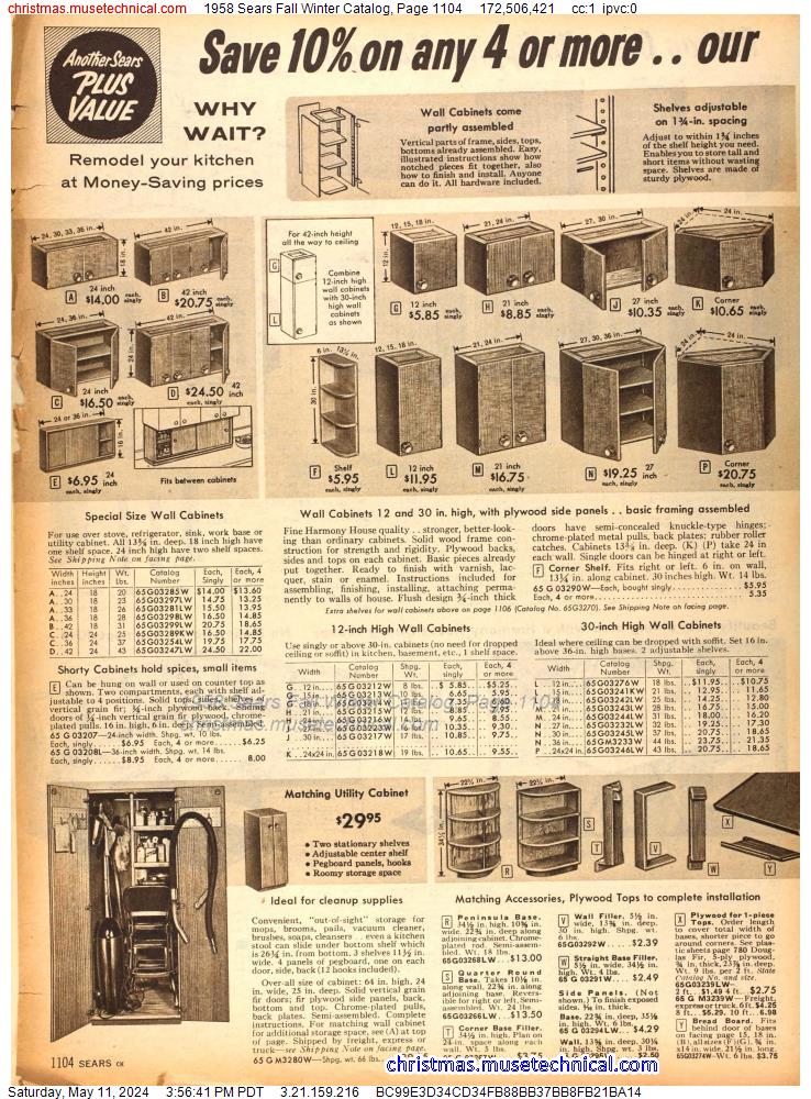 1958 Sears Fall Winter Catalog, Page 1104