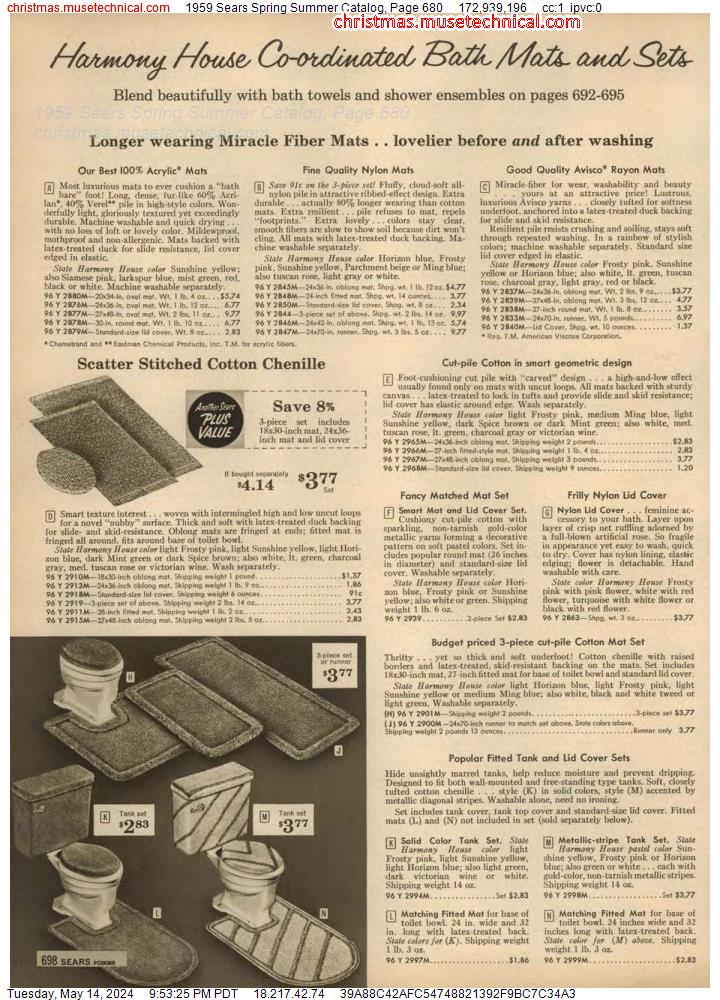 1959 Sears Spring Summer Catalog, Page 680