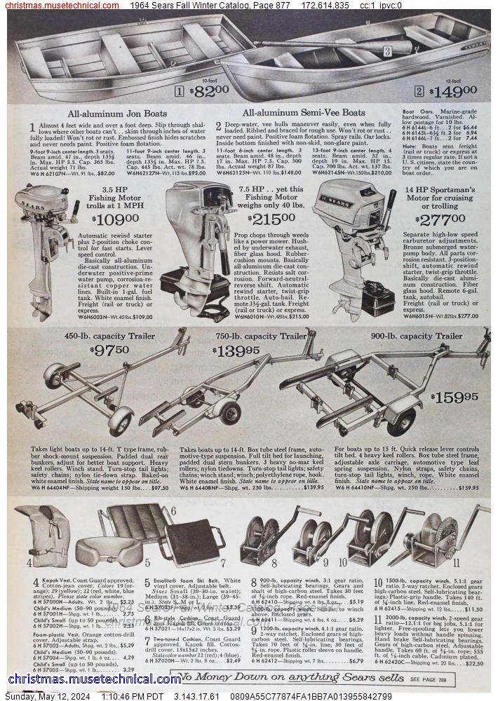 1964 Sears Fall Winter Catalog, Page 877