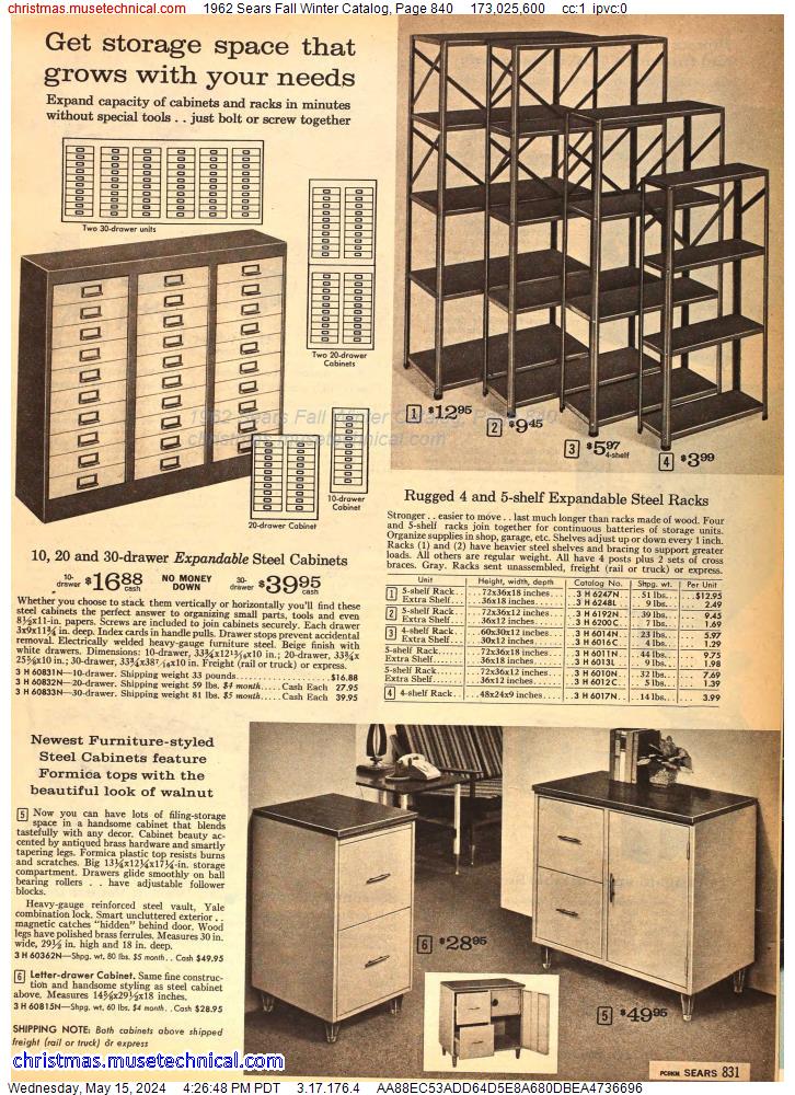 1962 Sears Fall Winter Catalog, Page 840