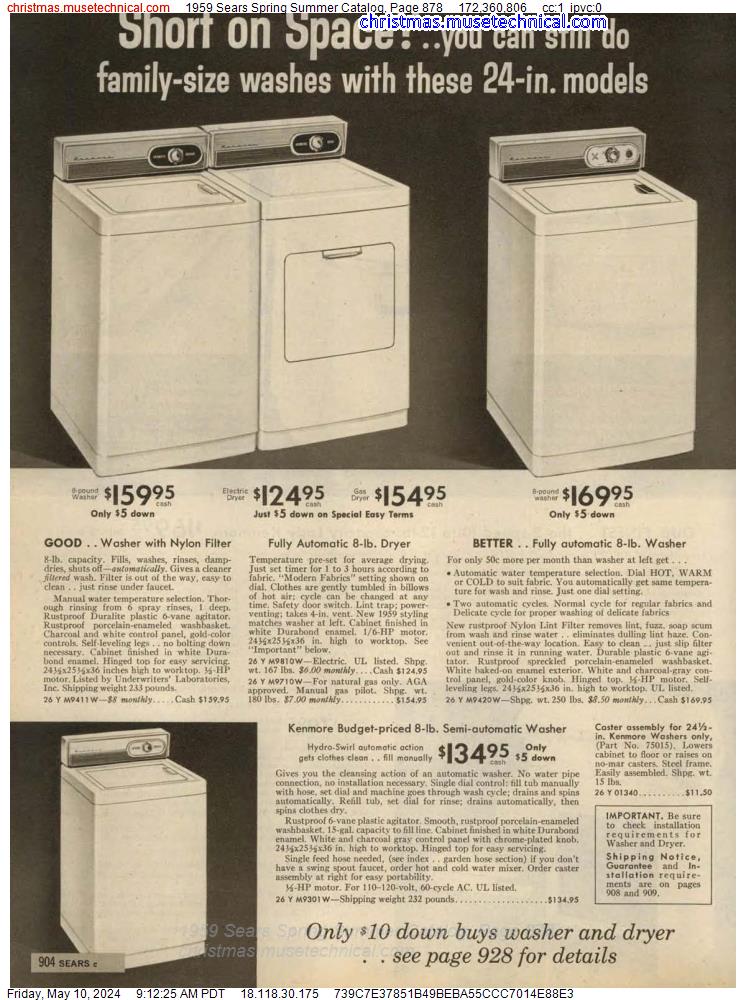 1959 Sears Spring Summer Catalog, Page 878