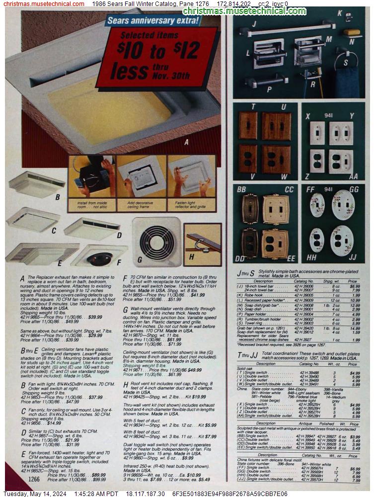 1986 Sears Fall Winter Catalog, Page 1276