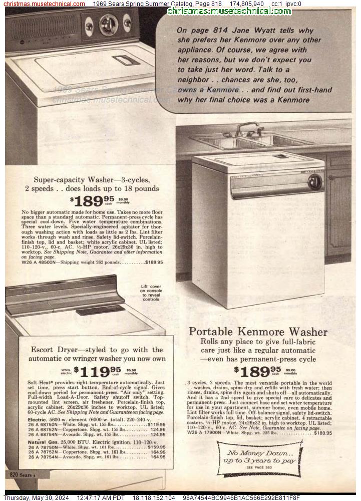1969 Sears Spring Summer Catalog, Page 818