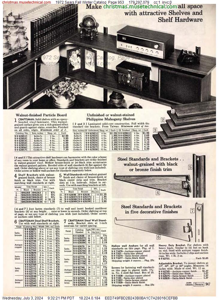 1972 Sears Fall Winter Catalog, Page 953