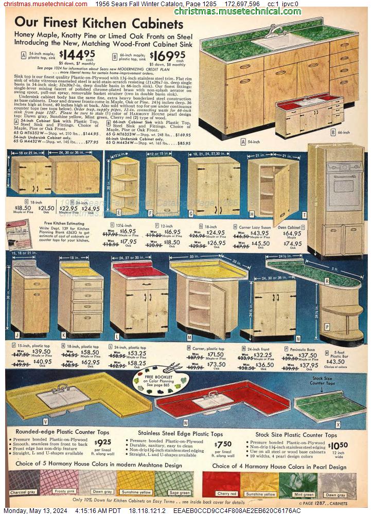 1956 Sears Fall Winter Catalog, Page 1285