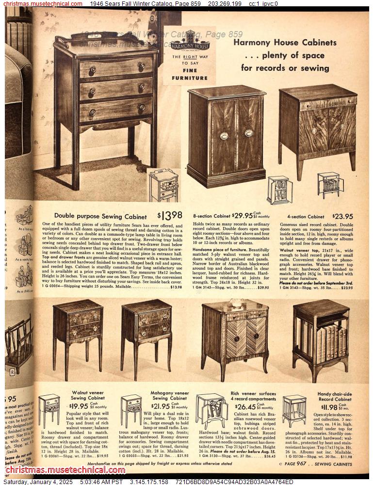 1946 Sears Fall Winter Catalog, Page 859