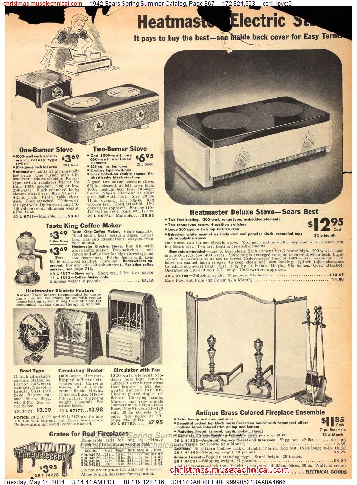 1942 Sears Spring Summer Catalog, Page 867