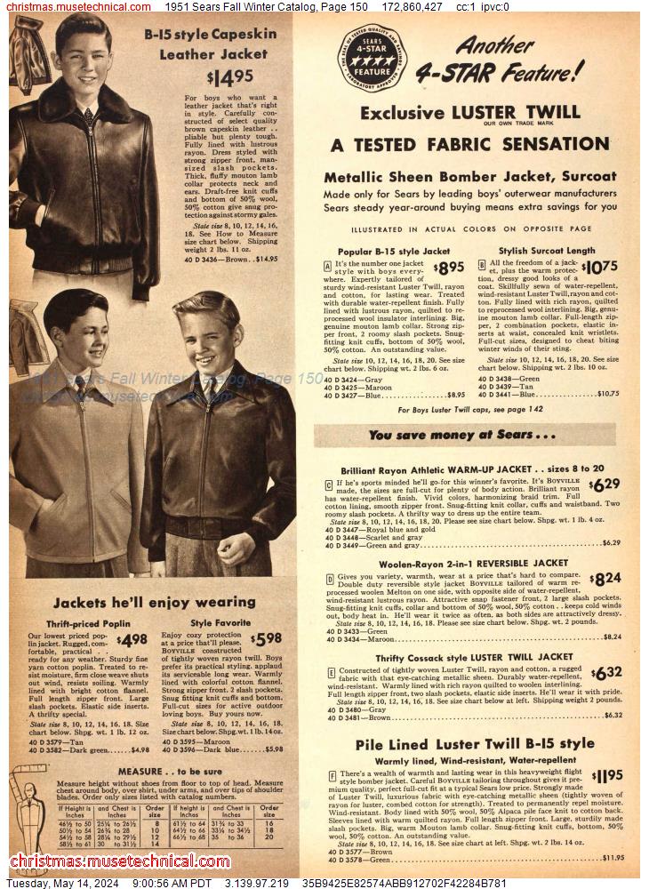 1951 Sears Fall Winter Catalog, Page 150