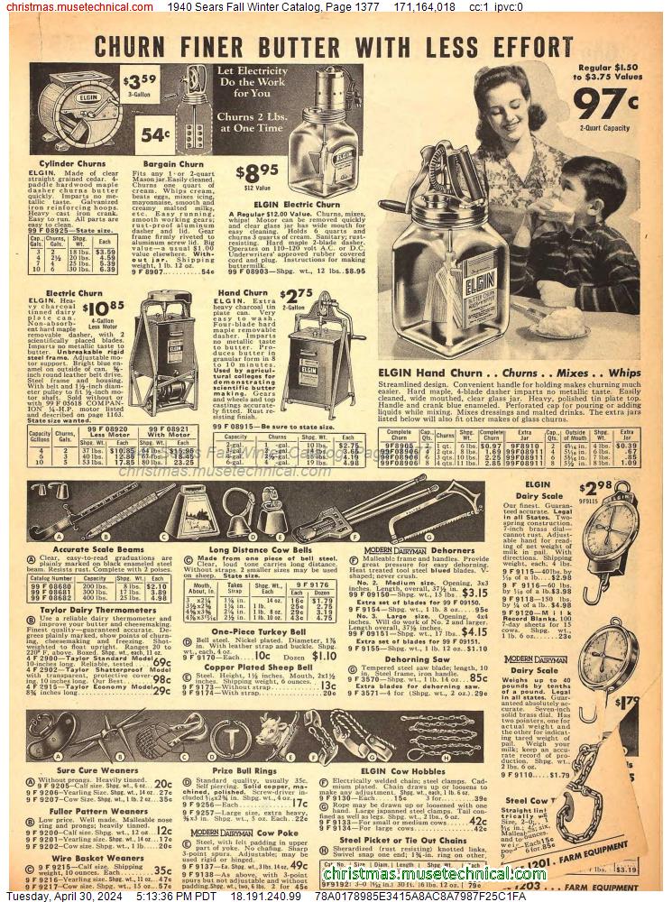 1940 Sears Fall Winter Catalog, Page 1377
