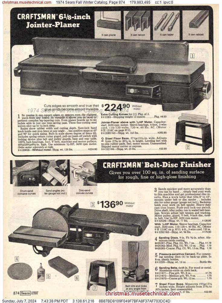1974 Sears Fall Winter Catalog, Page 874