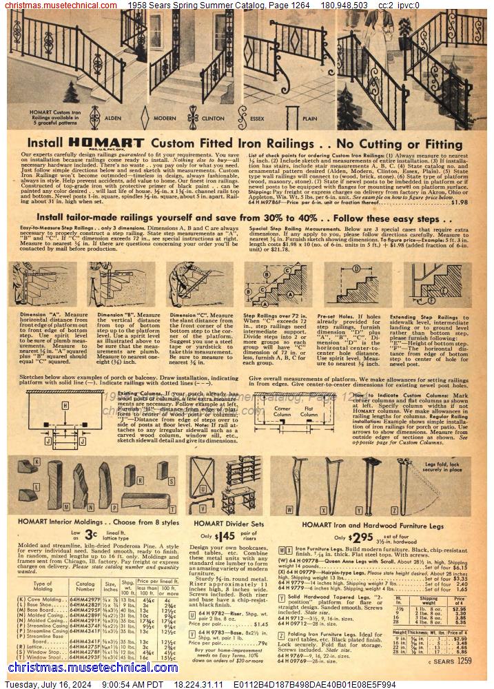 1958 Sears Spring Summer Catalog, Page 1264
